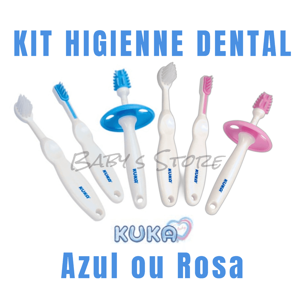 KIT HIGIENE DENTAL INFANTIL (+3 MESES) 4 PEÇAS AZUL -  KUKA BABY