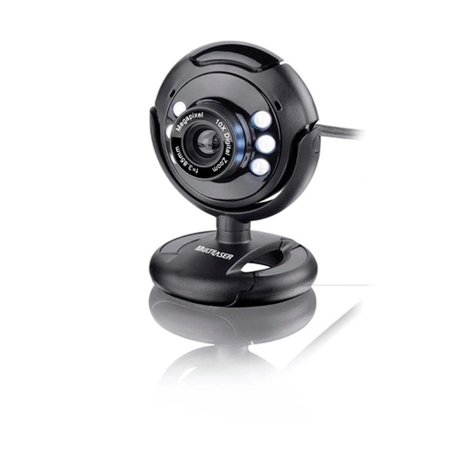 Webcam Multilaser WC045 Microfone Usb Preto Plug Play 16Mp