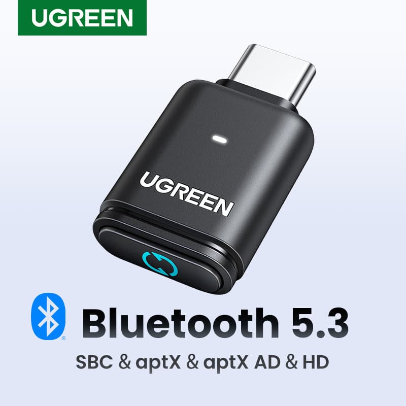 UGREEN USB C Bluetooth 5.3 Transmissor aptX SBC AD HD Dongle Adaptador Para Laptop PS5