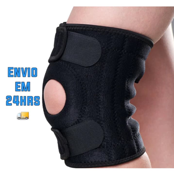 Joelheira Compressão Ortopedica Articulada Apoio Reforçado Cor Preto
