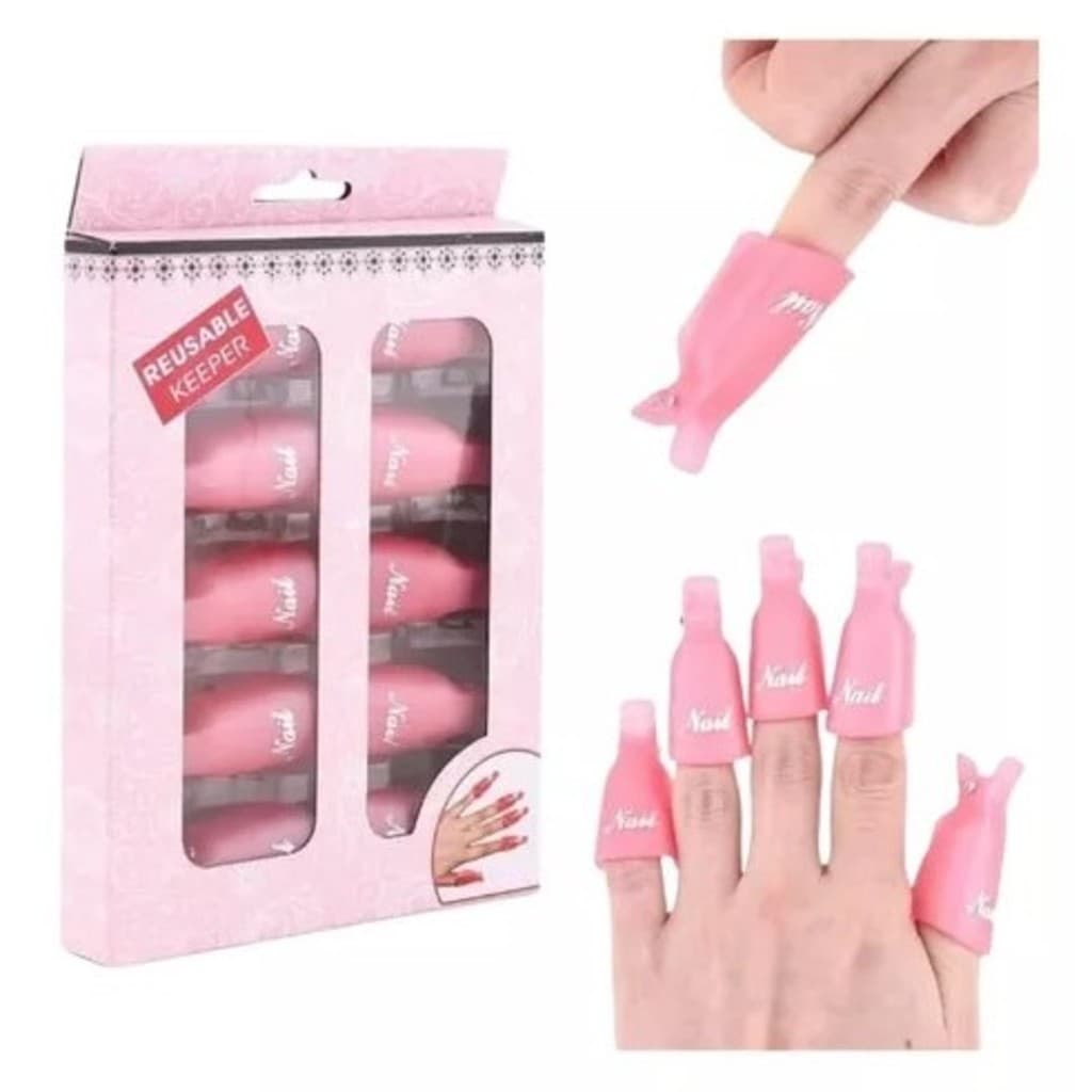 Kit 10 Dedeira Para Unhas Remoção De Gel Acrigel Fibra Clip