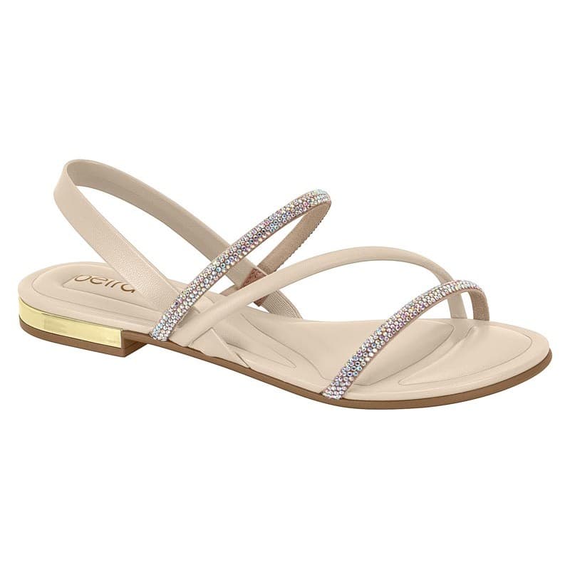Sandalia Feminina Rasteira Brilho Casual Beira Rio Original