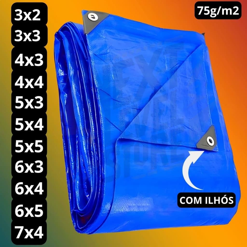 Lona Impermeável Reforçada Piscina Carreta Construção C/ Ilhós 3x2 4x3 4x4 5x3 5x4 5x5 6x3 6x4 7x4