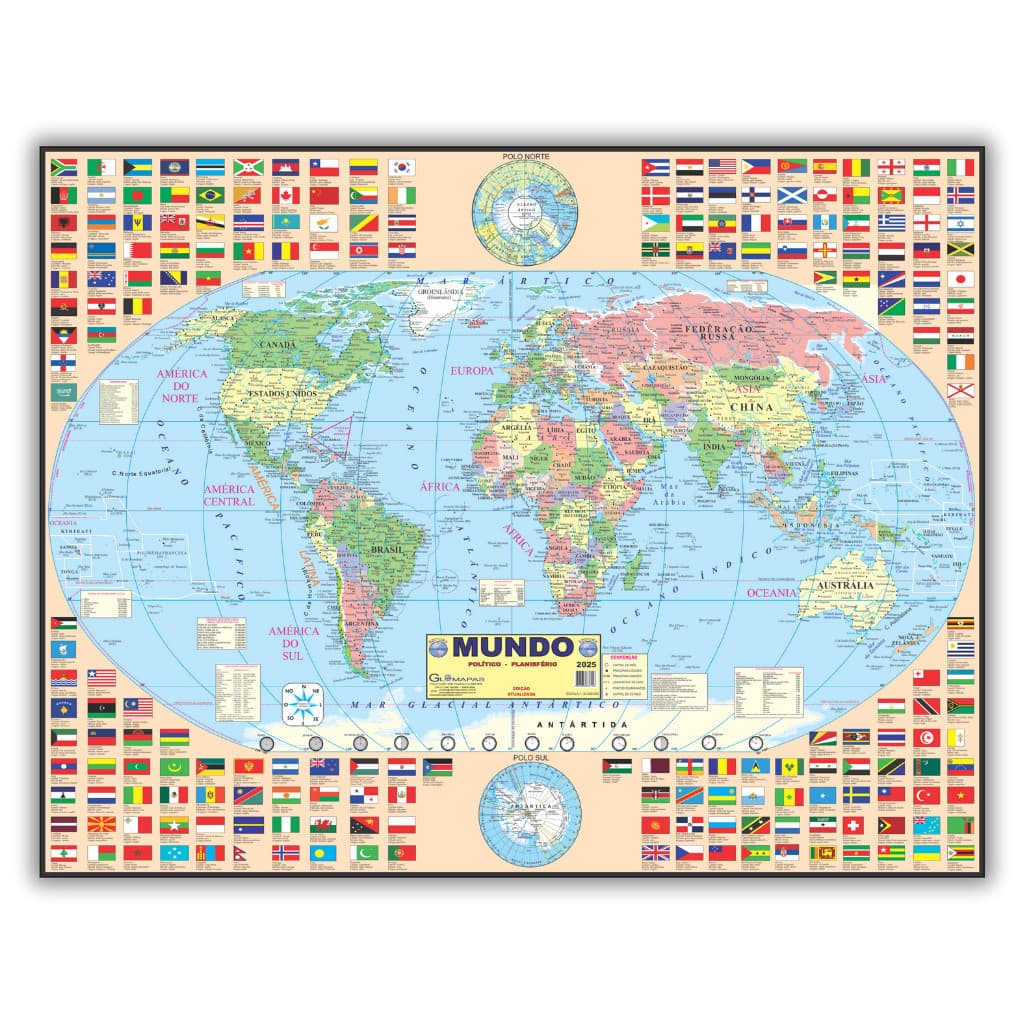 Mapa Mundi Gigante - 120cm x 90cm GloMapas