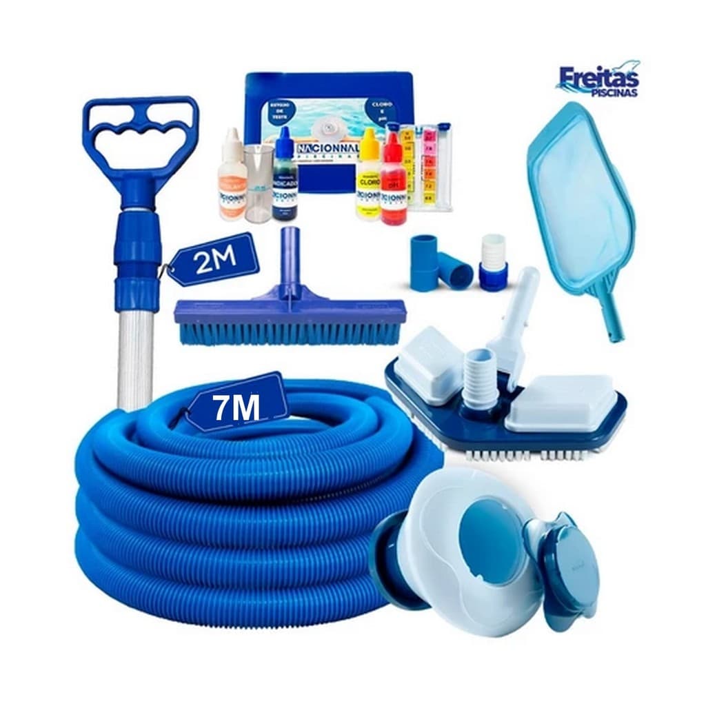 KIT LIMPEZA ACESSORIOS PARA LIMPEZA E MANUTENÇÃO PISCINA 7M DE MANGUEIRA