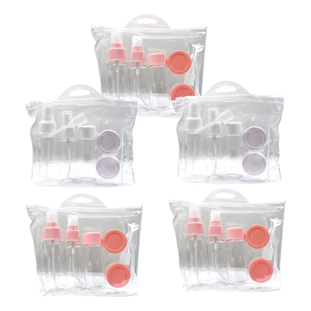 Kit 5x Saco Porta Viagem Mini Frascos Cosméticos Shampoo