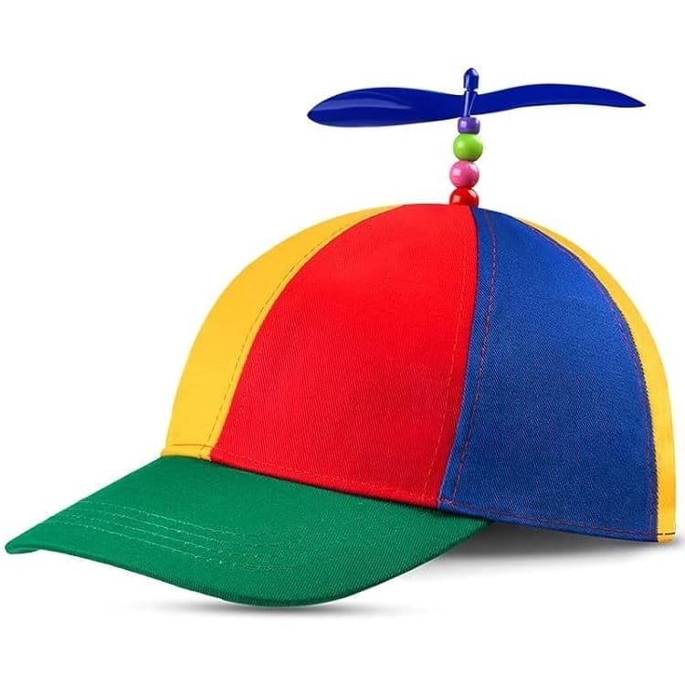 Boné Divertido de Malandro com Hélice Azul - Fantasias Brincadeiras Palhaço Carnaval e Stand Up