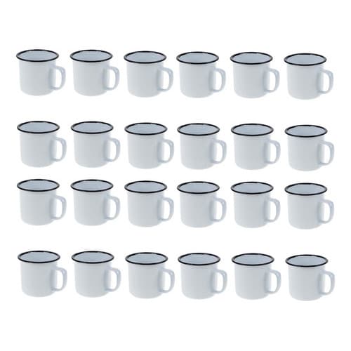 Caneca Esmaltada Retro 150ml Branca Preta Cinza Vermelha Vintage Jogo 24 Pcs