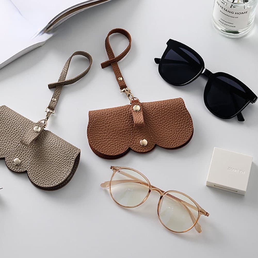 Bolsa Portátil Antiestresse Para Óculos De Sol Protetora Miopia Simples Couro