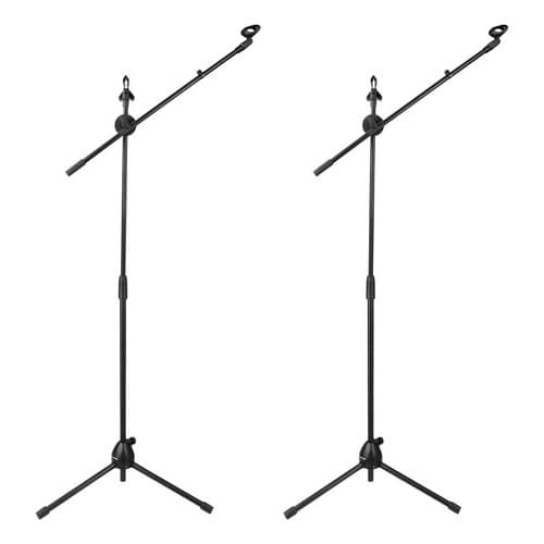 2 Pedestais Suporte Girafa Para Microfone Com Trava, Regulagem De Altura, 2 Cachimbos E Presilha