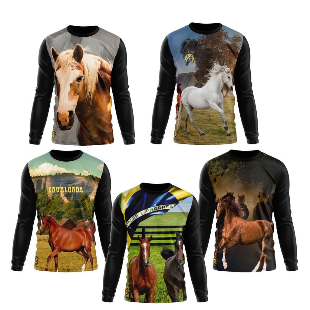 Camisa Camiseta Masculino e Feminino Cavalo Muladeiros Proteçao solar UV