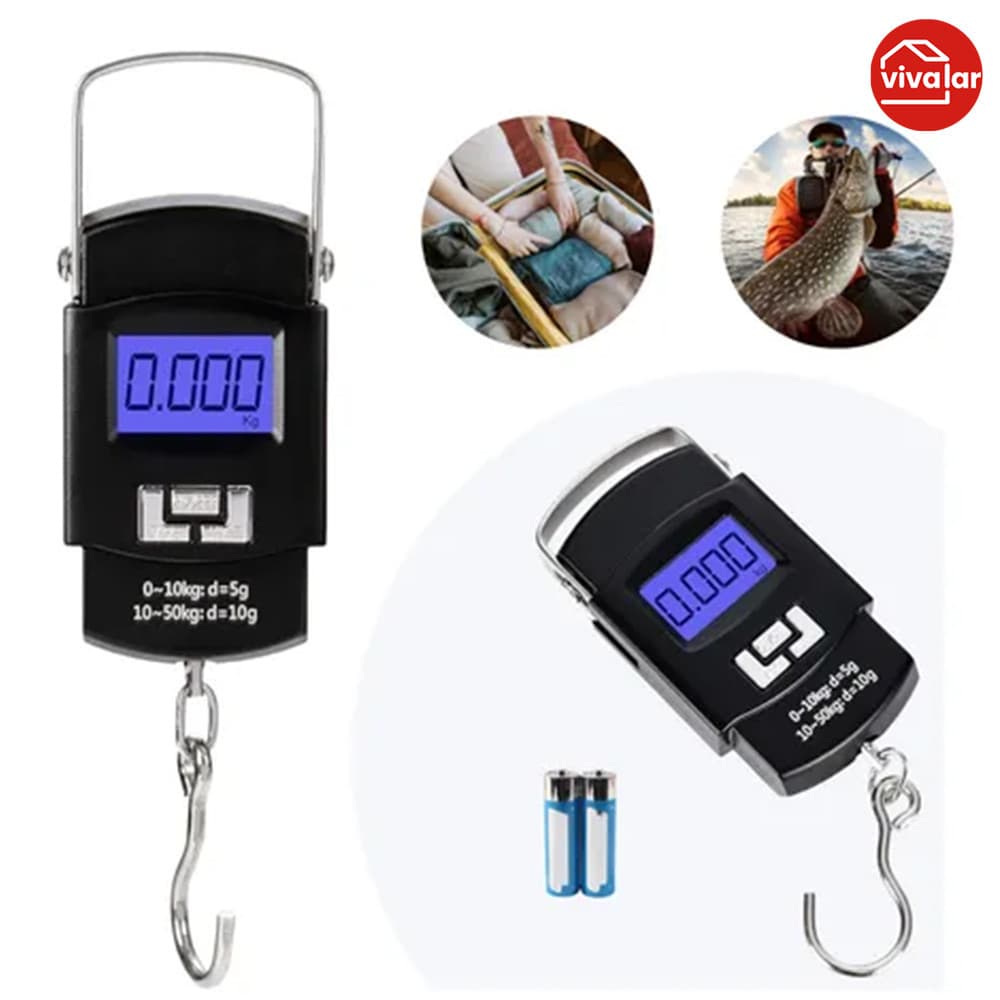 Balança Digital 50kg Com Tela LCD Bagagem Mala Viagem Pesca Camping Emergência