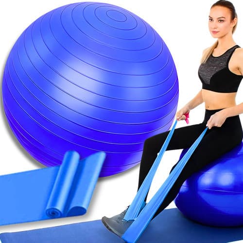 Bola De Pilates Suiça 55cm + Faixa Elástica Exercício Treino
