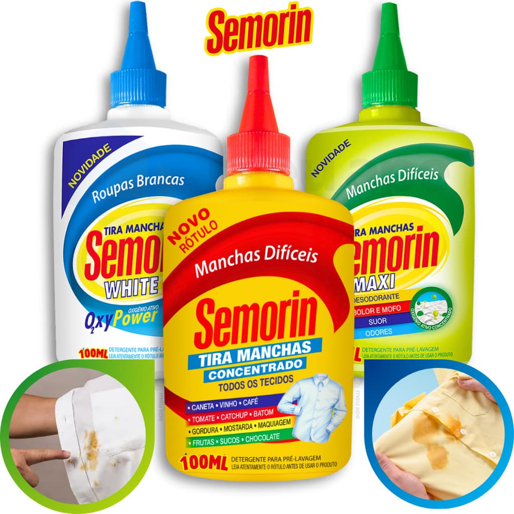 100ml Tira Manchas Roupas Coloridas e Brancas Manchas de Mofo Gordura Caneta Semorin