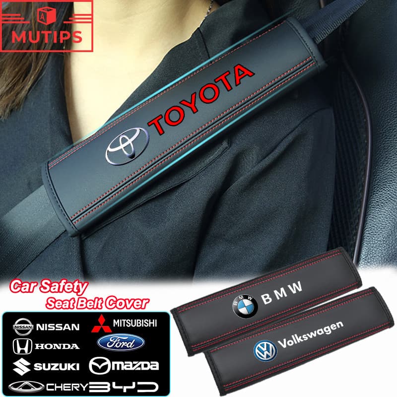 【MUTIPS】2 Pçs/Set Capa De Cinto De Segurança De Carro Almofada De Ombro De Couro Protetor De Cintos