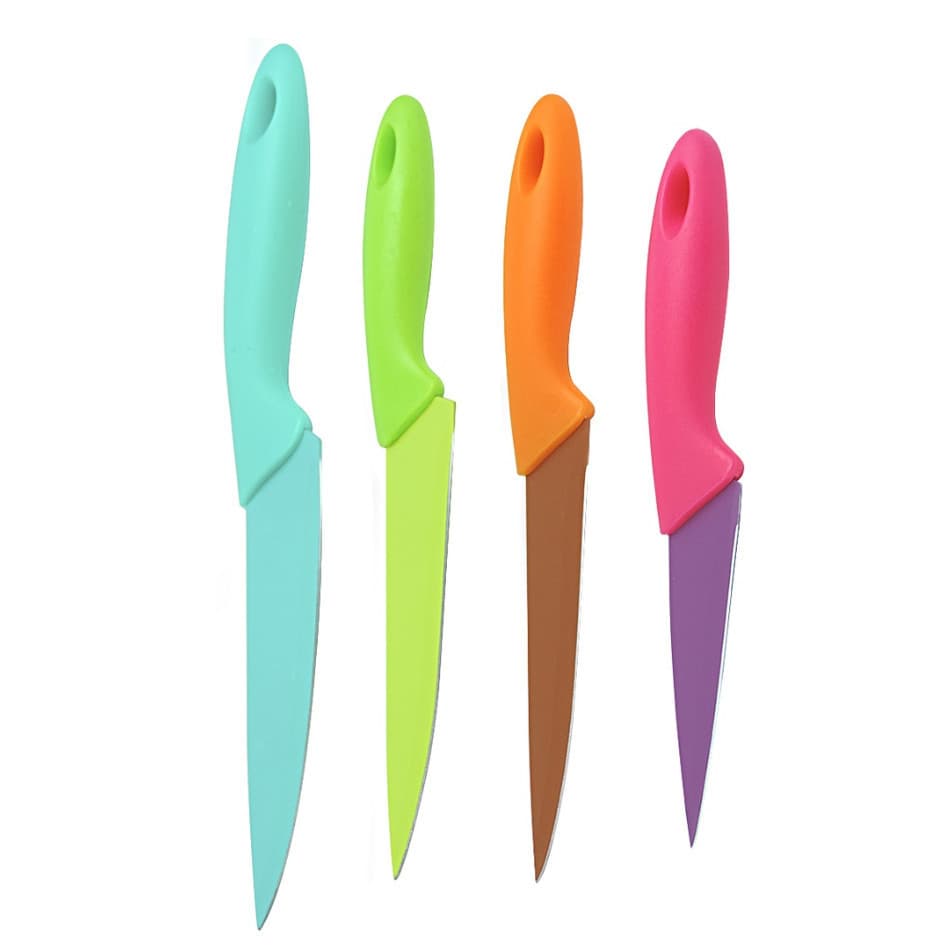 Faca Colorida De Inox Jogo Kit 4 Peças Para Cozinha Utensílio  YIHAN