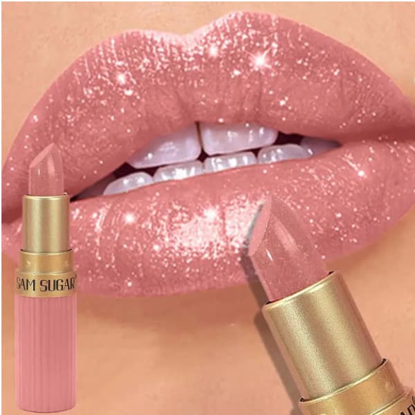 Diamante Glitter Batom Hidratante Duradouro Rosa Espumante À Prova Dwaterproof Água Brilho Labial Metálico Sexy Matiz Lá