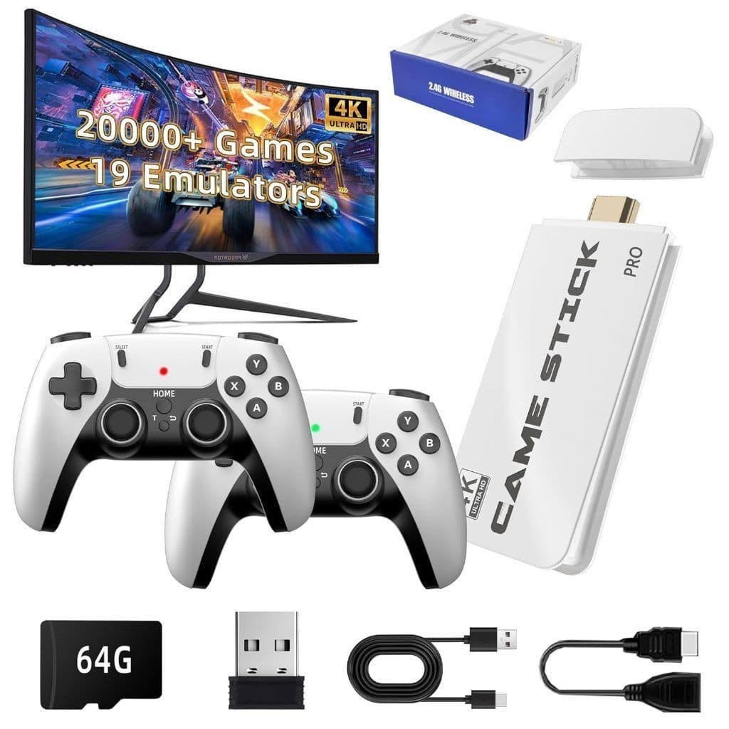 2025 NOVO Vídeo Game Stick M15 Pro 4k 64gb Hdmi Com 2 Controles Sem Fio +20mil Jogos