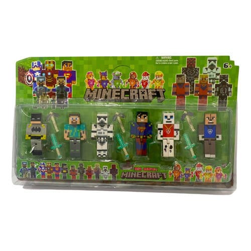 Brinquedo Cartelado 6 Bonecos Minecraft Herois Marvel Vingadores