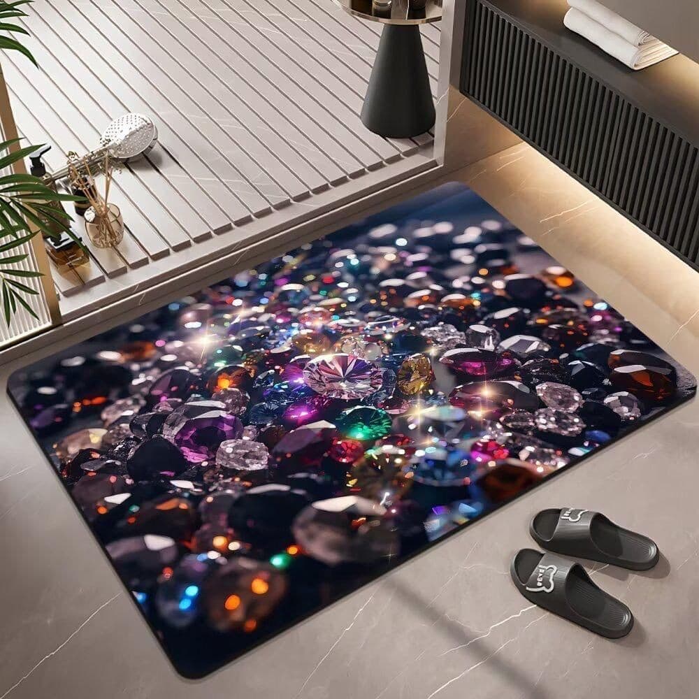 Estilo 3D de Diamante Tapetes De Secagem Rápida Em Microfibra Antiderrapante Para Banheiro / Porta De Entrada