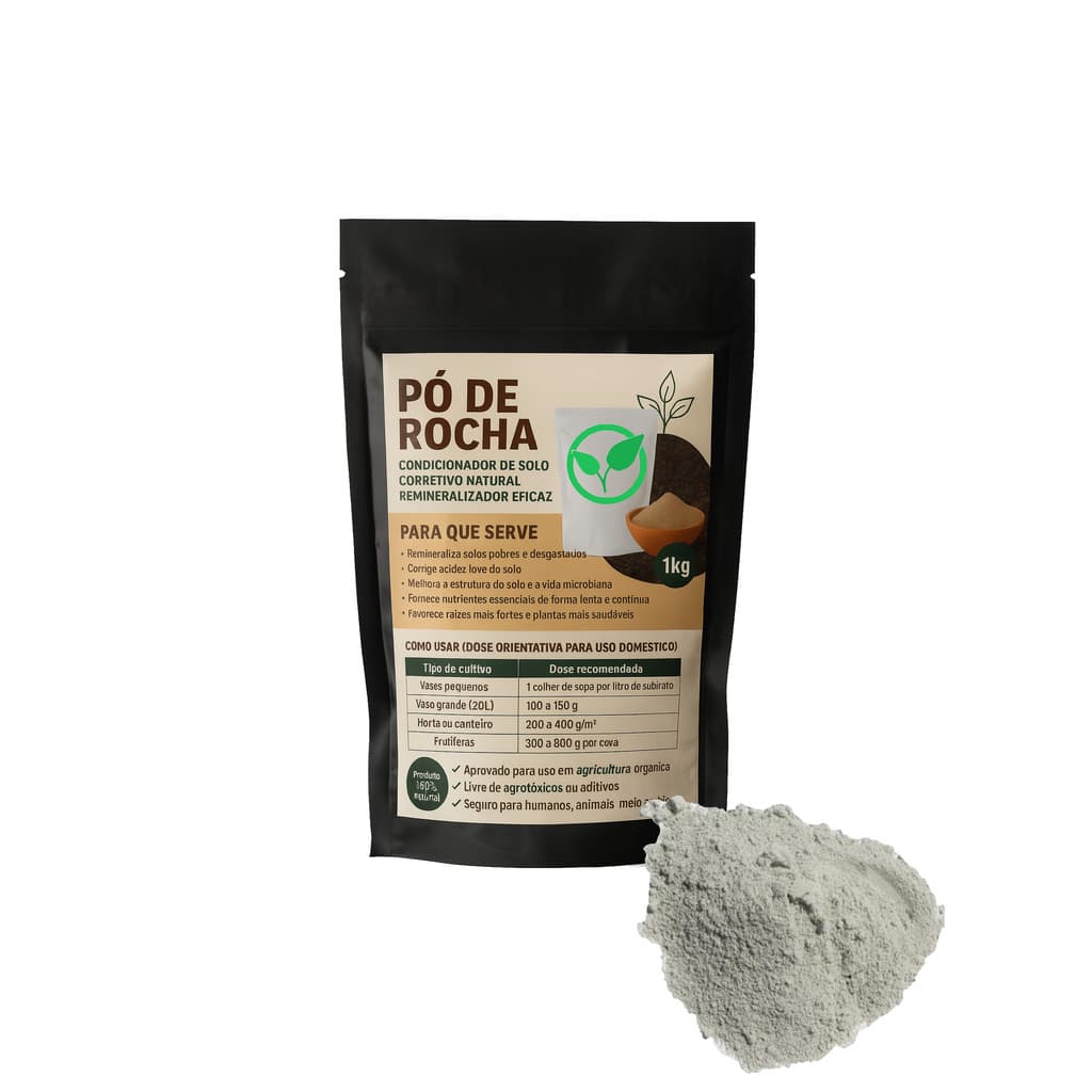 Pó de Rocha Basalto - Silicato de Potássio Adubo Orgânico 500g ou 1kg