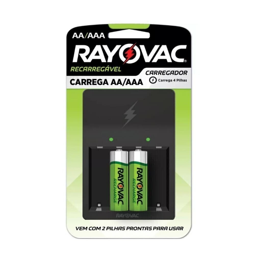 Carregador de Pilhas AA e AAA Recarregável USB - RAYOVAC