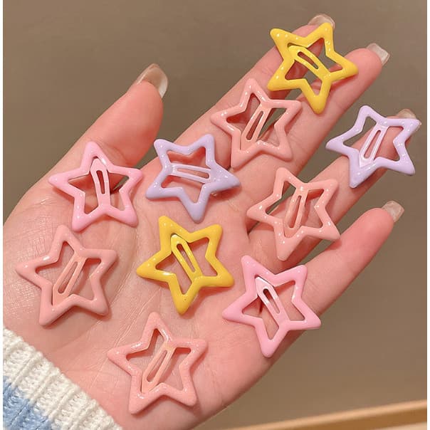 Kit 12 Ate 60 Peças Grampos De Cabelo Estrela Dopamina Cor Doce Para Mulheres Franja Lateral