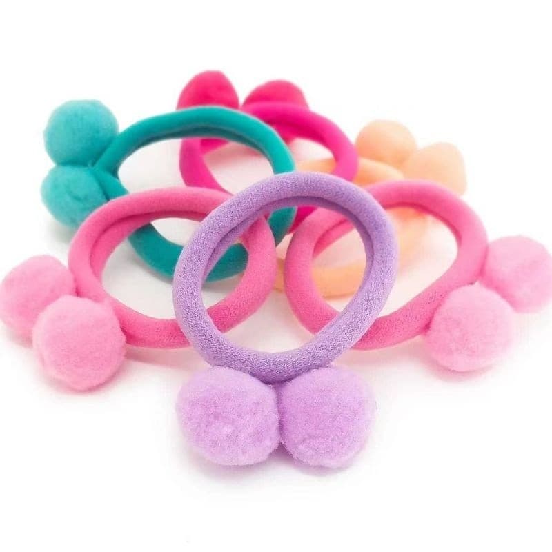 Kit 48 Elástico com pom pom xuxinhas rabicó para cabelo Com Enfeite