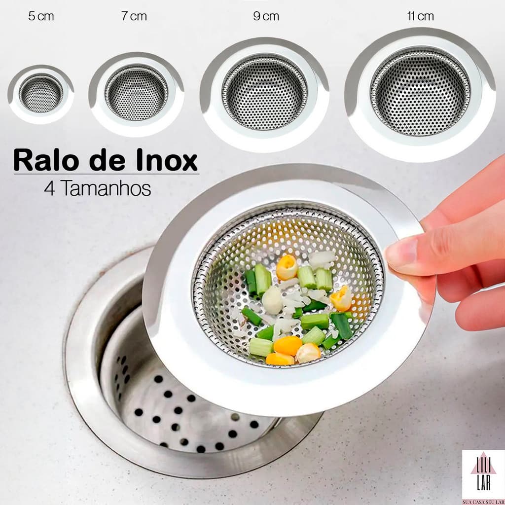 Ralo de Inox para Pia Cozinha Cuba Banheiro Ralinho Japones