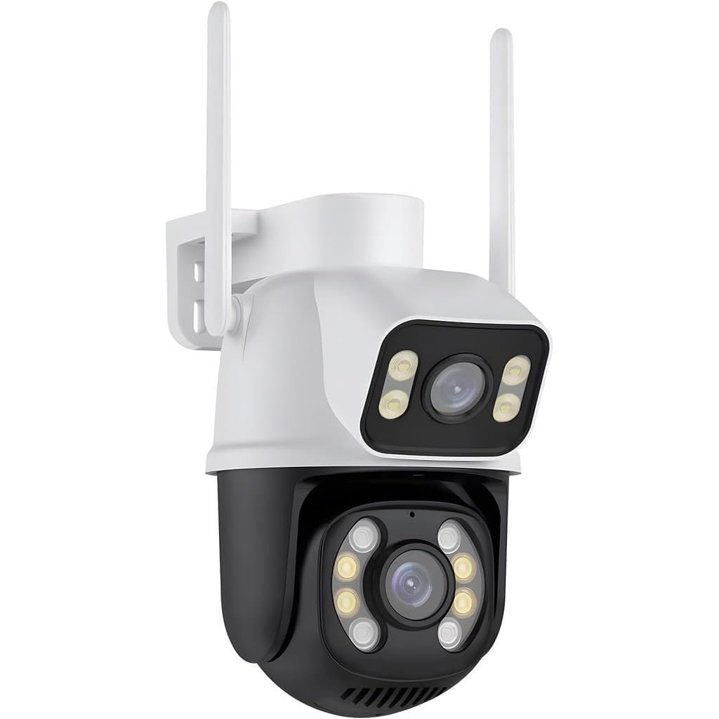 Câmera Externa Wi-Fi 360° Tela Dupla Visão Panorâmica Detecção Humana e Proteção IP66