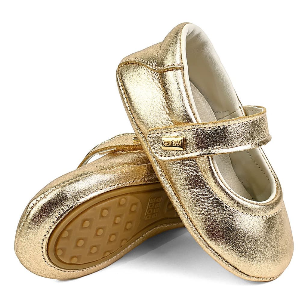 Sapatilha Bebê Menina Em Couro Legítimo Sapato Leve E Macio