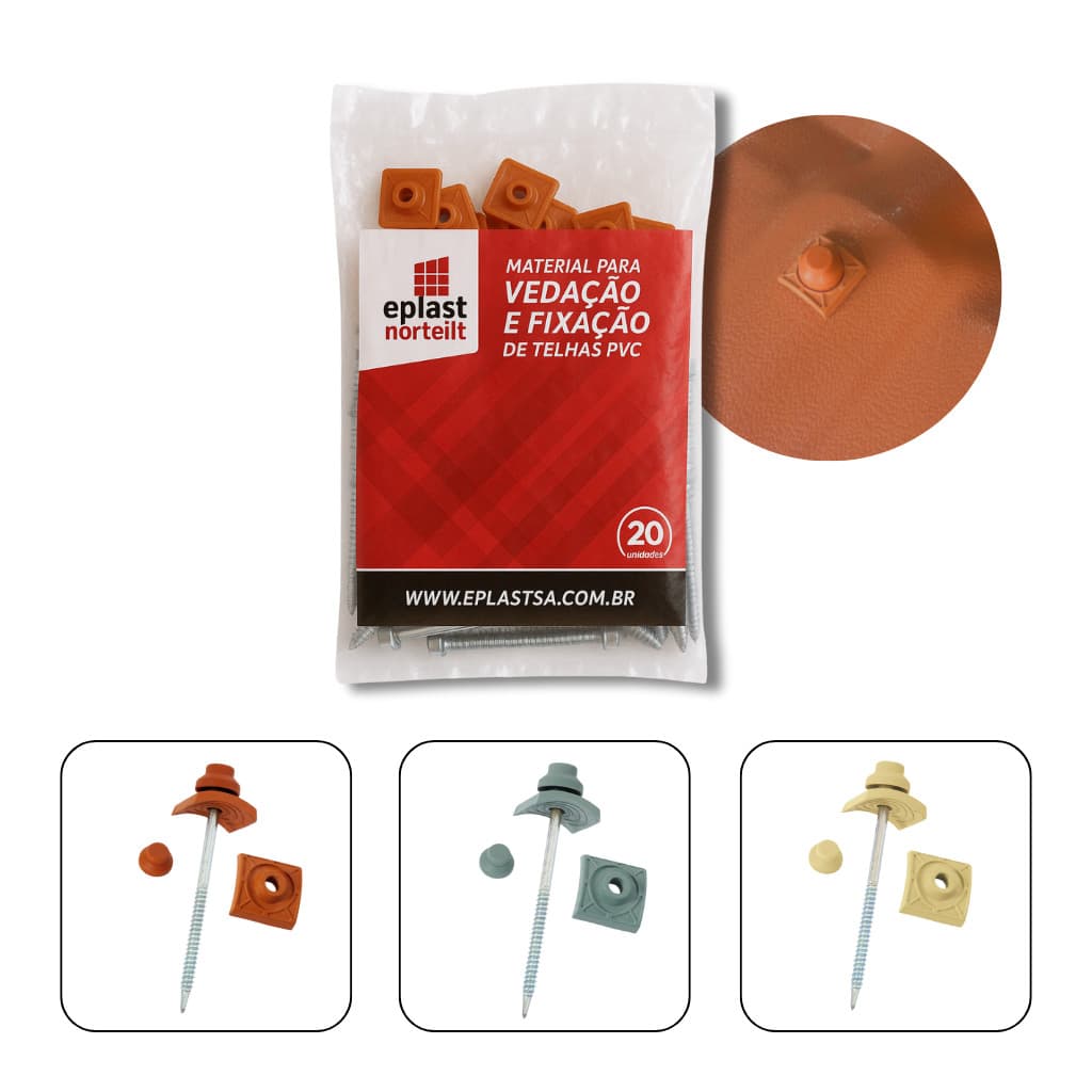 Kit Fixação / Vedação Nortelit Telha Pvc Plan 20Pc - Cores