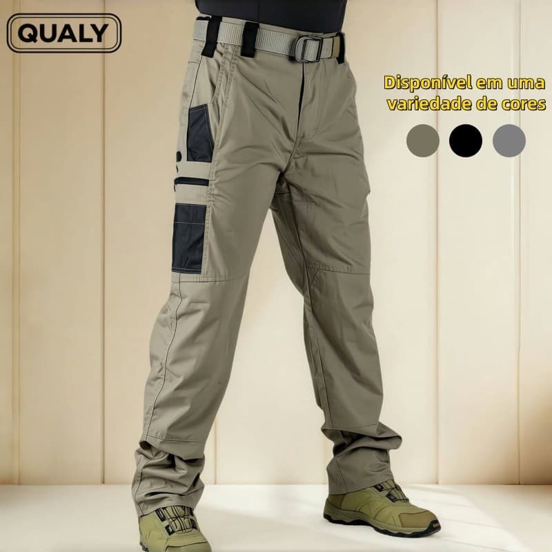 Calça Tatica Masculina Militar Impermeável Multi-bolsos Fora De Esportes Long Hiking - QUALY