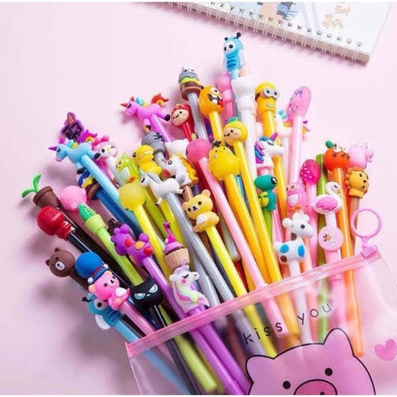 Canetas Gel Fofinhas Kit 5/10/15/20 unidades Caneta fofa Criativa Gel Personagens Animadas Kawaii modelos