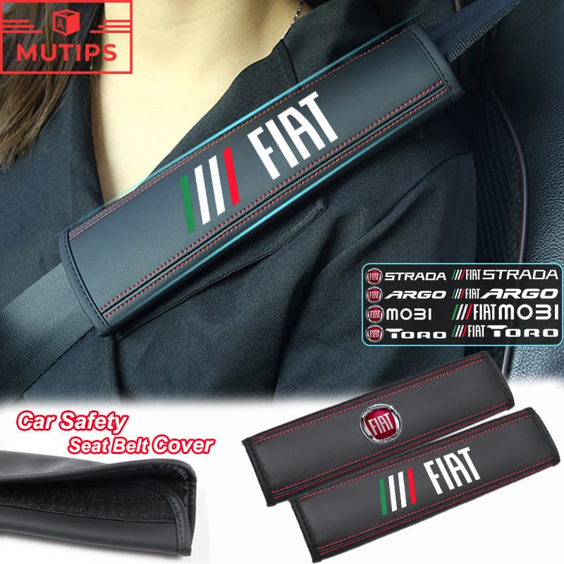 2 Unidades/Conjunto Fiat Capa De Cinto De Segurança De Carro Almofada De Ombro De Couro Protetor De Cintos Para Strada Argo Mobi Toro Fastback Pulse Cronos Scudo 500 Titano Palio Idea Uno Punto