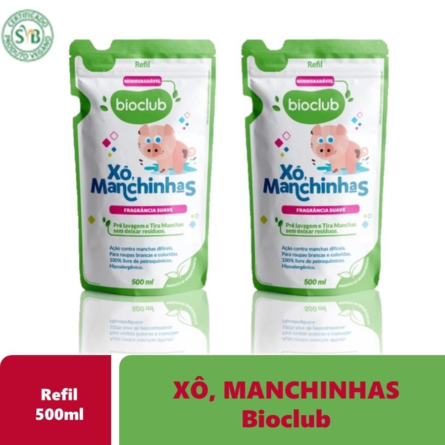 Sachê Tira Mancha Sem Cloro Pré Lavagem Vegano 500ml 2uni