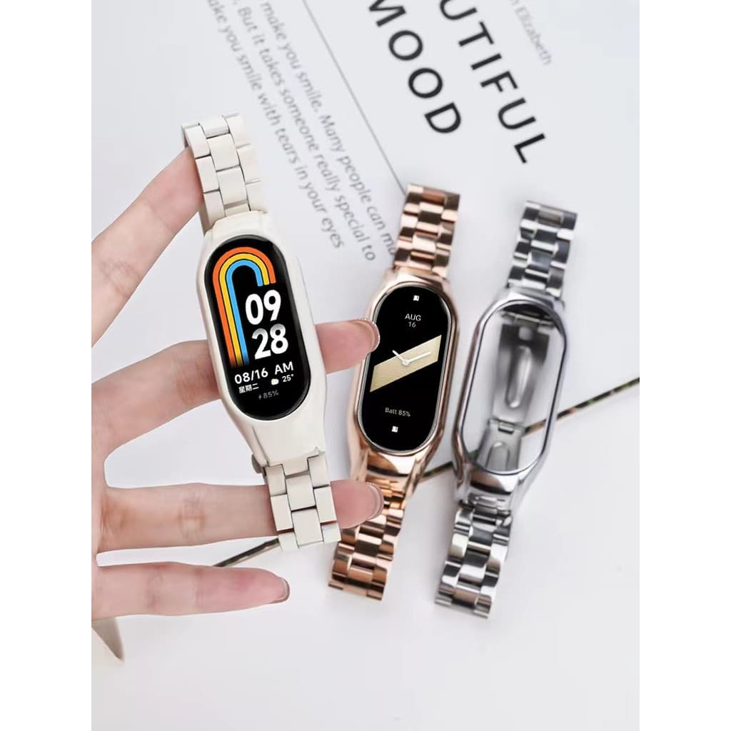 Pulseira Para Xiaomi Mi band 9/8/7 3/4/5/6 De Metal Aço Inoxidável Substituição