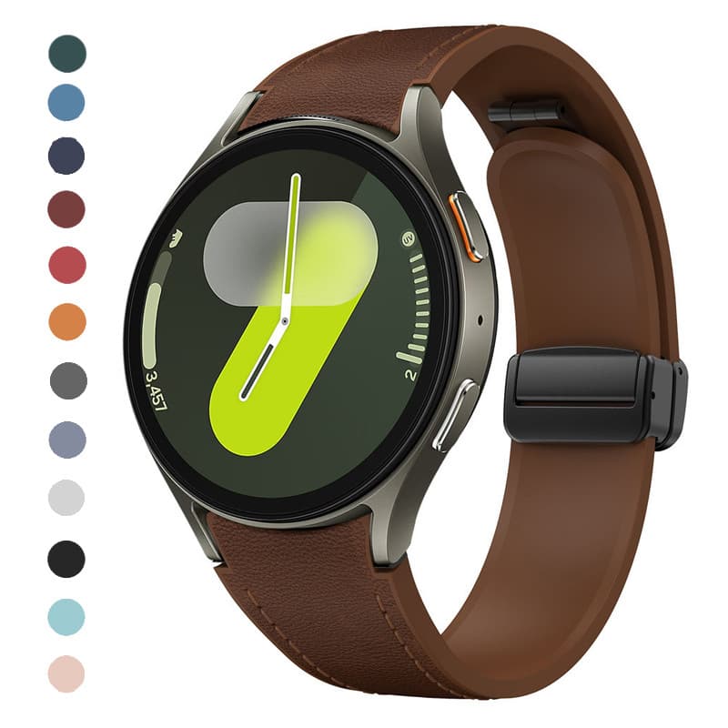 Pulseira Couro E Silicone Para Samsung Galaxy Watch Fe 7 6 5 4 40mm 44mm 5 Pro 45mm 6 4 Classic 43mm 47mm 42mm 46mm