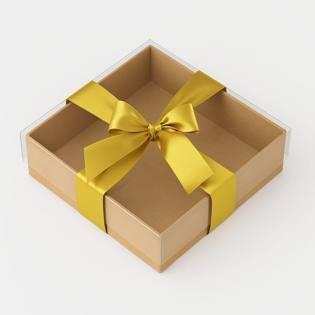 10 Caixa Visor Kraft - Branca PREMIUM - Para Presente - Tampa Transparente 20x20x5  - Dia das mães - Dia dos Namorados