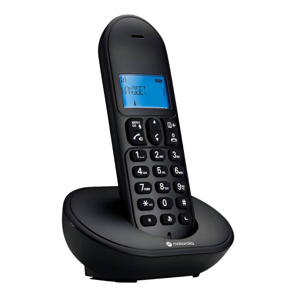 Telefone Sem Fio Motorola com Identificador de chamadas e Viva-Voz Preto - MT150