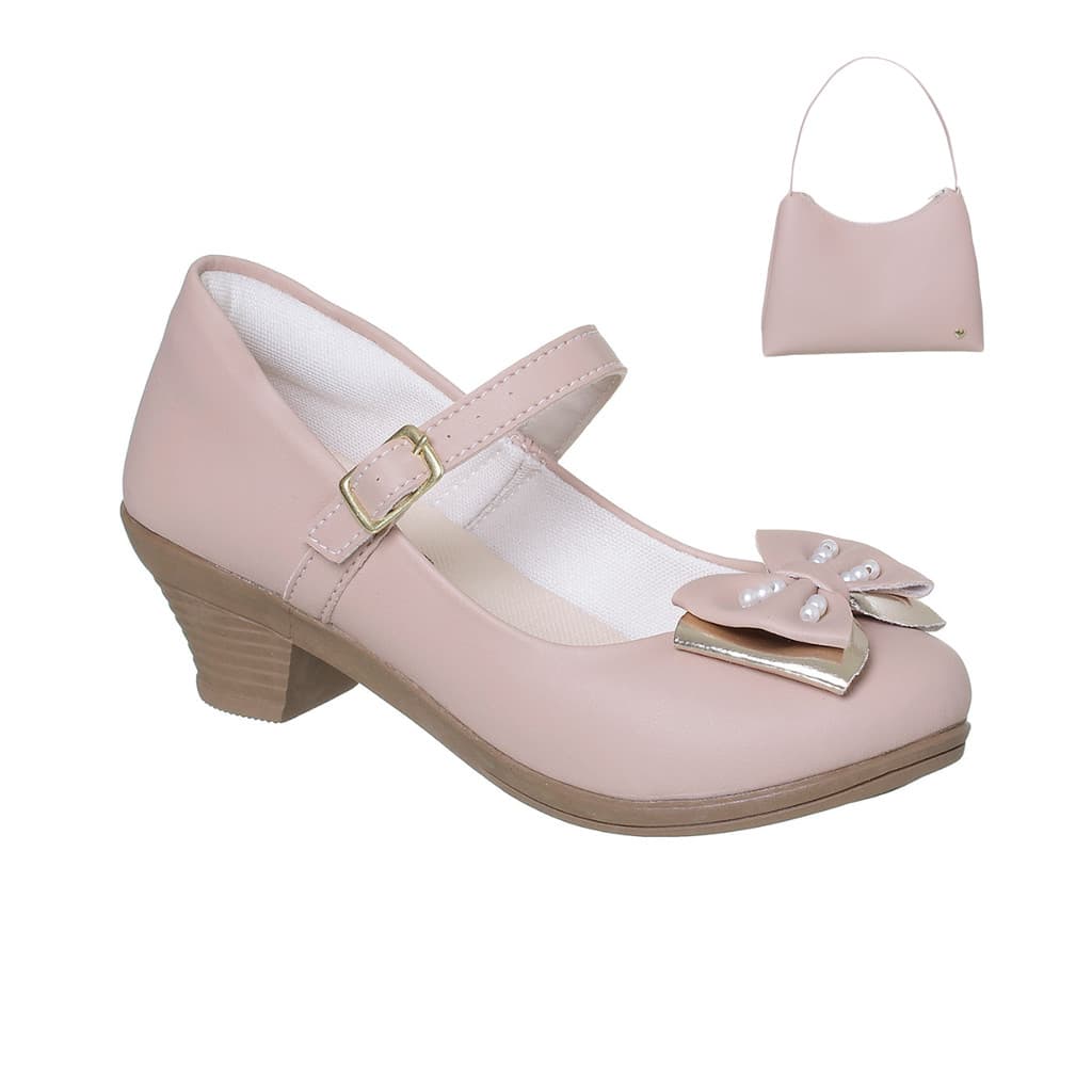 Sapatilha Menina Infantil de Salto Com Bolsinha  Ref 8054B