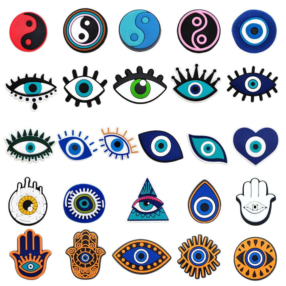 MEIDJ Encantos De Sapato 26 Decorações Padrão De Mau Olhado Acessórios De PVC Com Botão