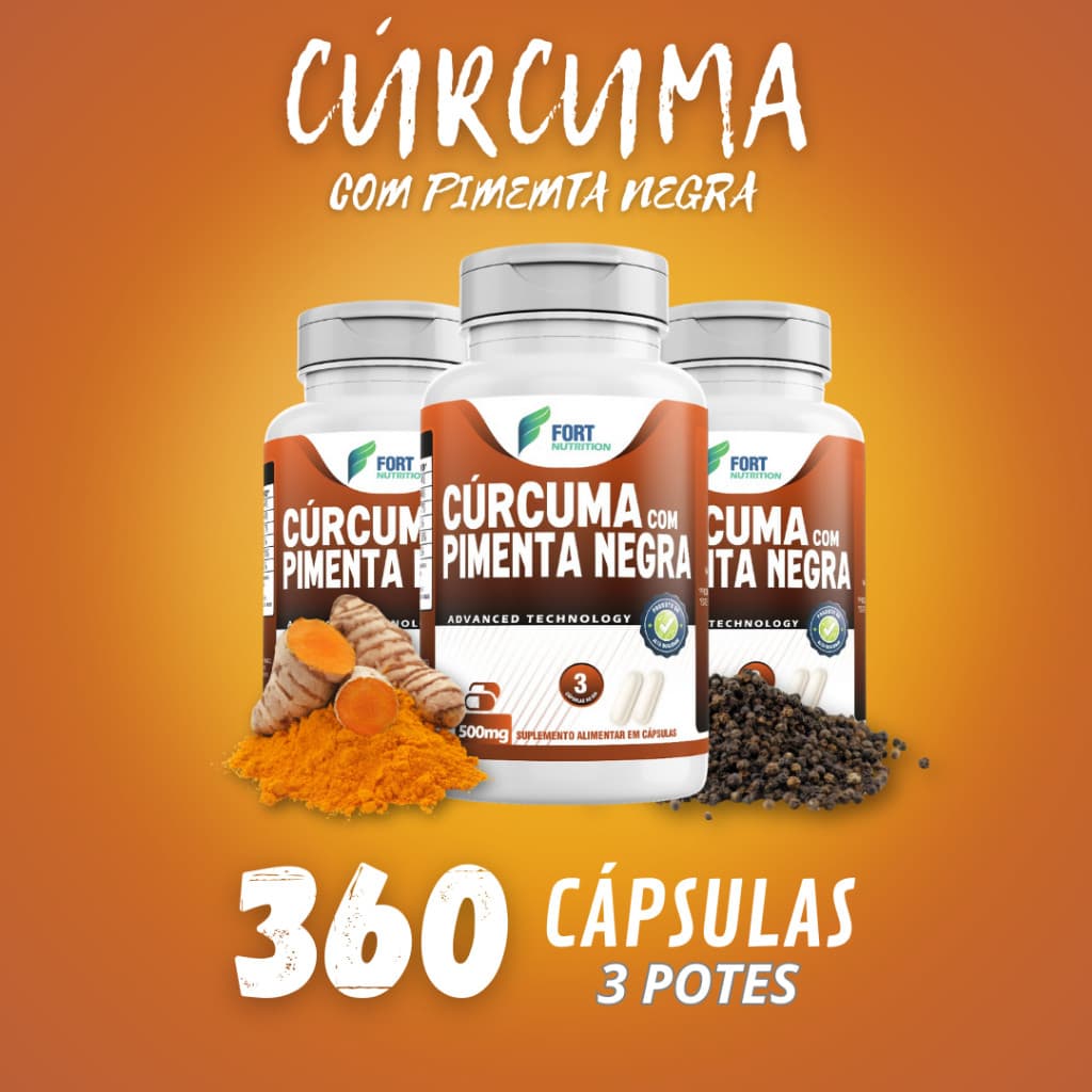 Cúrcuma com pimenta negra em cápsulas Açafrão-da-terra