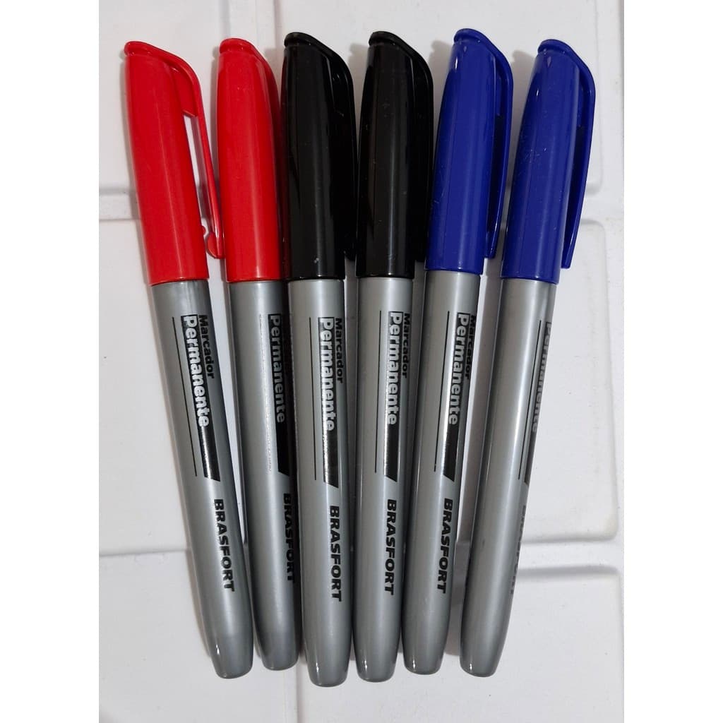 KIT DE 6 CANETAS PARA MARCACAO PERMANENTE BRASFORT 2MM