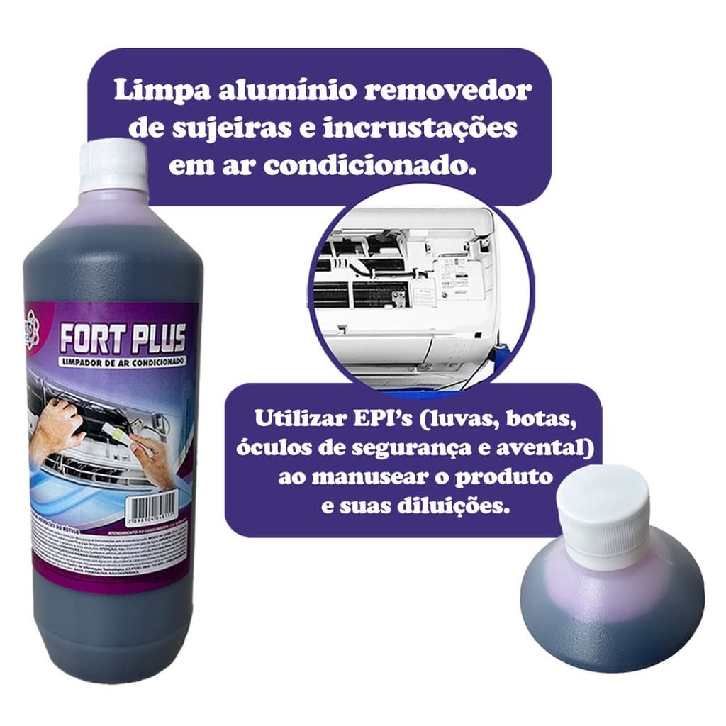Limpa Alumínio Removedor De Sujeiras Limpador Para Limpeza De Ar Condicionado Fort Plus 1 Litro