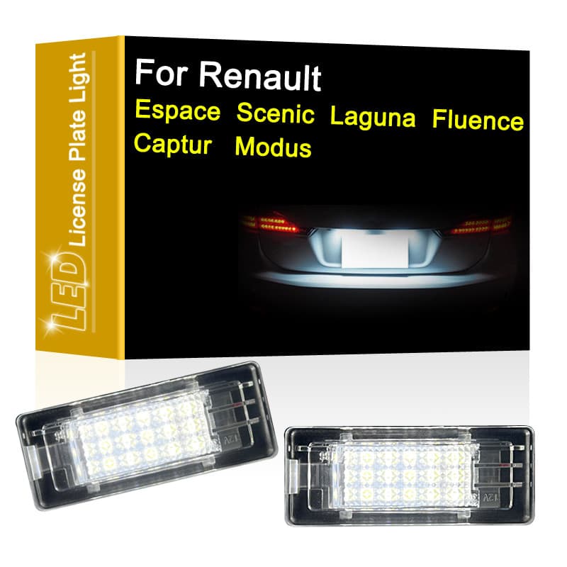 12V LED Lâmpada De Matrícula Para Renault Espace IV Cênica Laguna II Fluence Captur Modus FL Conjunto De Luz Branca Da Placa De Licença