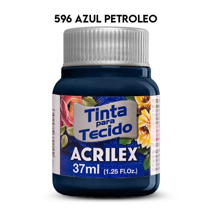 TINTA TECIDO ACRILEX 37ML FOSCA 596 AZUL PETROLEO