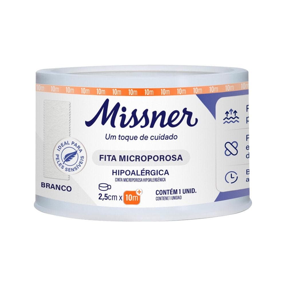 Fita Microporosa Missner 2,5Cm X 10M Branco