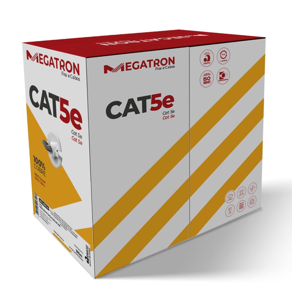 Cabo LAN CAT5e 4 Pares 100% Cobre 305m Cor Branco Megatron