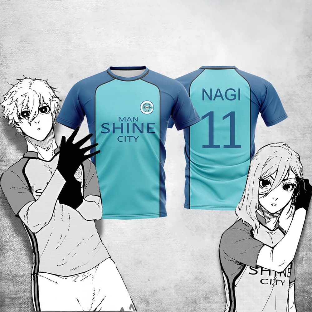 Homem Cidade Camisa Anime Japonês Cosplay Futebol Respirável Esportes Camiseta Topos Unisex Número Personalização